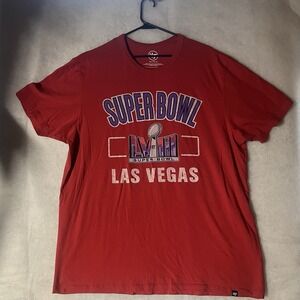 47 Brand Super Bowl LVIII Las Vegas Red Shirt Super Bowl 58 Tee Size XXL